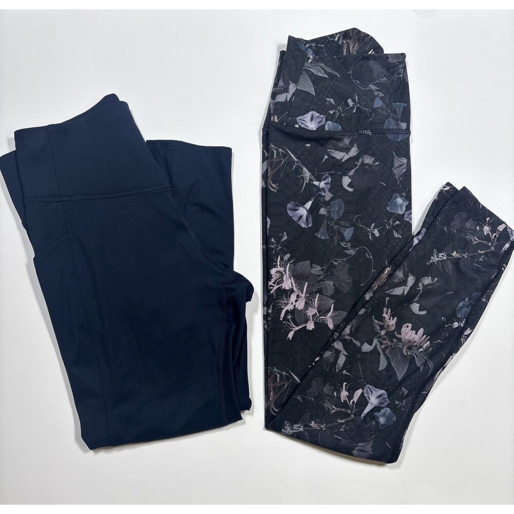 Danskin & RBX Active Leggings Bundle Sz L navy bleu + Floral High Waist Athletic